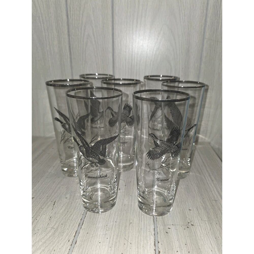 Vtg Federal Highball Glasses Canada Goose Game Birds Sportsman Barware Man Cave